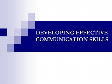 DEveloping effective Communication