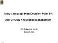 Army Campaign Plan Decision Point 97: ARFORGEN Knowledge Management